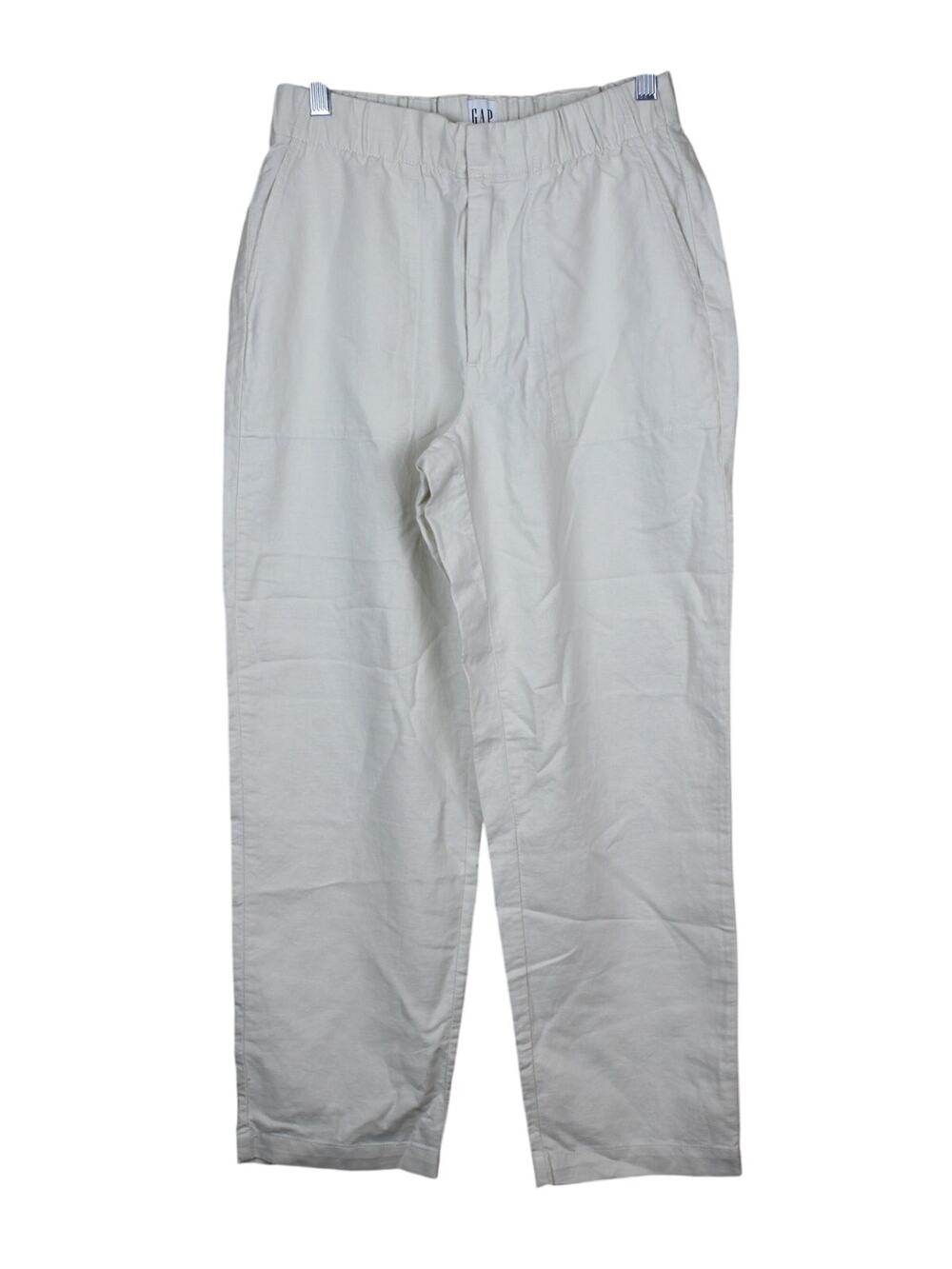 GAP Ivory‎ Pleated Linen High Rise Elastic Waist Summer Pants Size XS